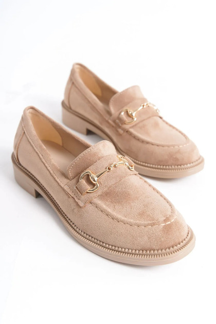 Women's Loafer Buckle Detailed Suede Moccasin Casual Shoes