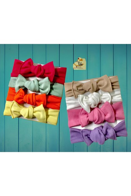 8-dijelna kombinacija ručno rađenih rebrastih bandana za devojčice