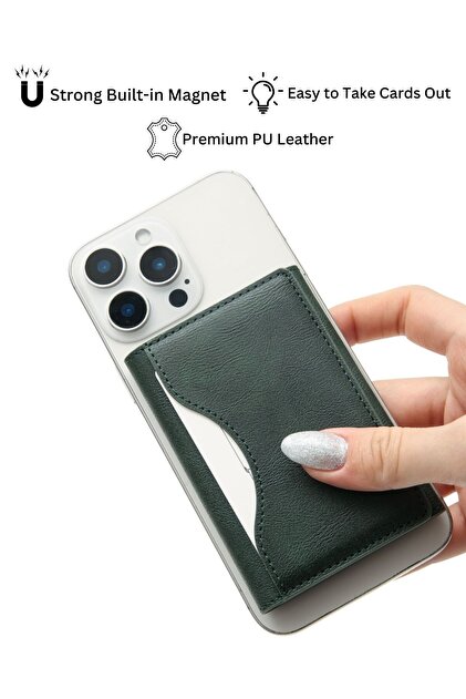 Paladyum Case MagSafe Özellikli Yeşil Manyetik Kartlık Cüzdan 5
