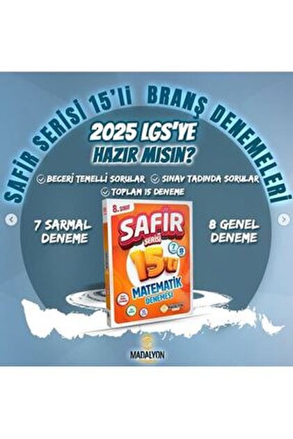 Madalyon Yayıncılık SAFİR 8.SINIF FEN BİLİMLERİ BRANŞ DENEME 15 Lİ