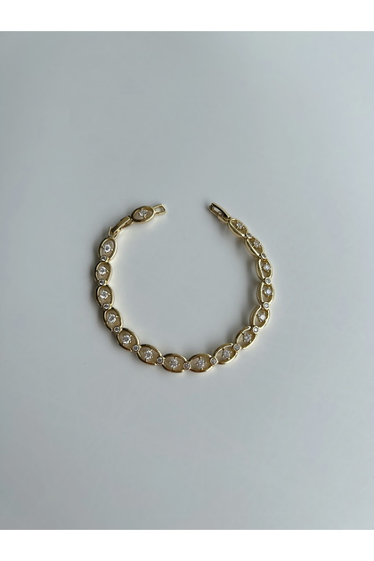Gold Taşlı Oval Bileklik