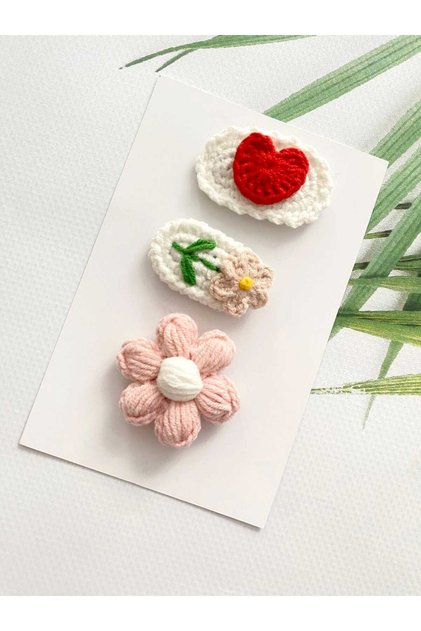 Newborn Baby Buckle Handmade 3-Piece Mixed Set Hairless Baby Buckle