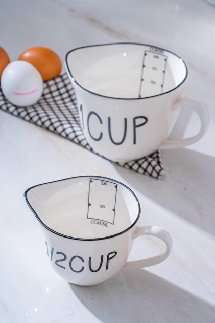 ACAR Leroy Set of 2 Porcelain Measuring Cups - 250/500 ml- Trendyol