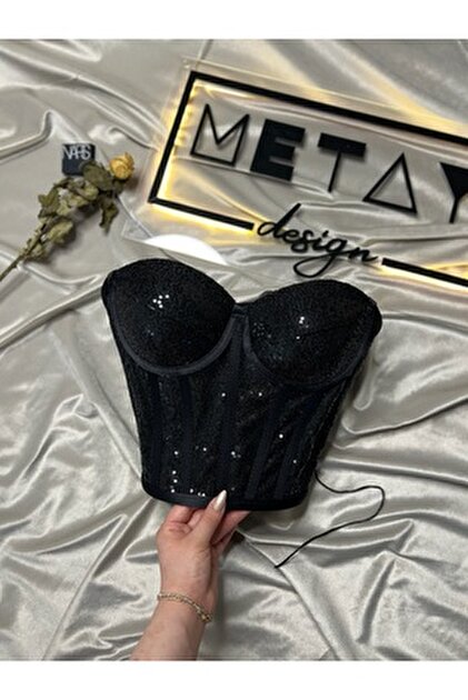 Metay Design Siyah Korse Büstiyer Saten Model - Fiyatı, Yorumları