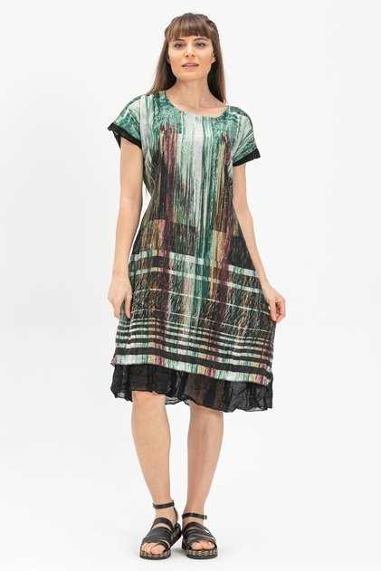 Short Sleeve Voile Laurel Midi Length Summer Authentic Dress Light Green 6098(Akar)
