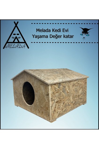 Kedi Evi Dış Ortam Uygun Ahşap Kedi Evi OSB 50x50x35 cm