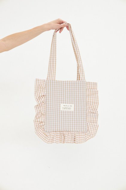 Daily Quilted Supported Women's Checked Fabric Bag Stylish and Comfortable Use