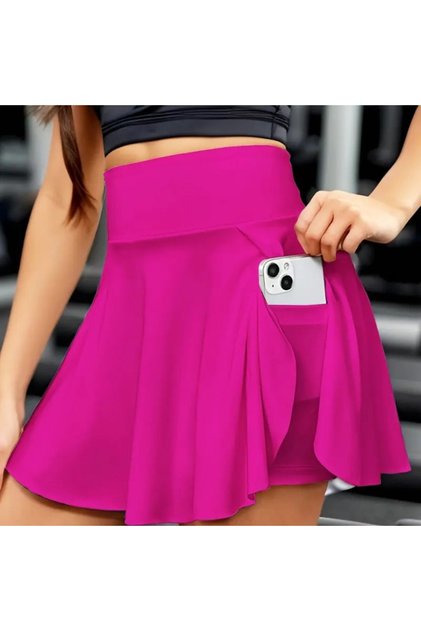 Sandy Fabric High Waist Pocket Detailed Women's Shorts Skirt 23954