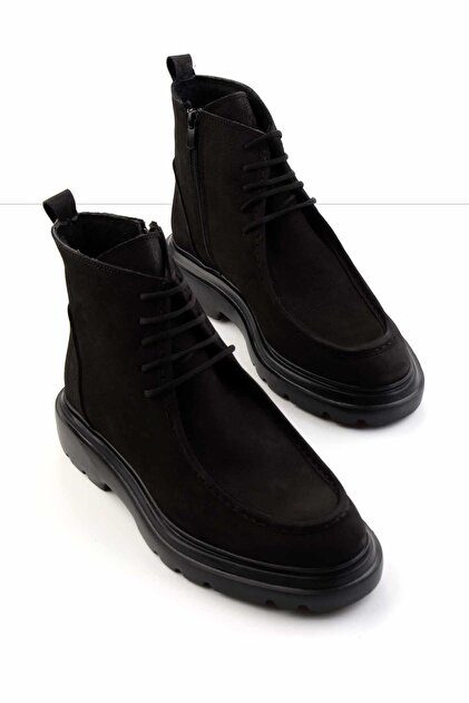 Bambi Siyah Nubuk Hakiki Deri Erkek Bot & Bootie E02401702101