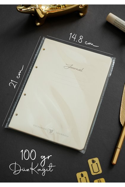 A5 Mekanizma Notebook - 96 Sheets 100 Grams Ivory Line Free