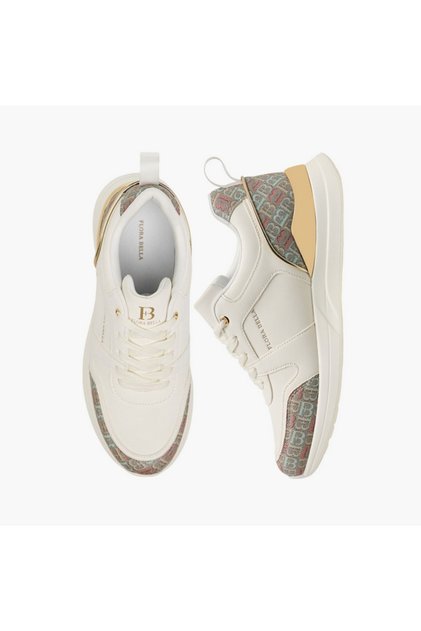 Flora Bella Monogram Print Sneakers with Lace-Up Closure
