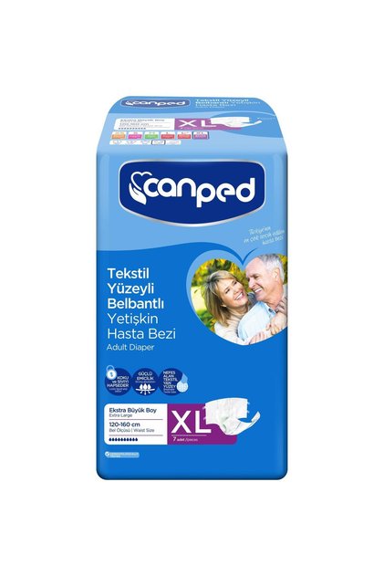 Adult Patient Diapers with Waist Band 7 Pieces // XL Waist Size: 120 - 160 cm