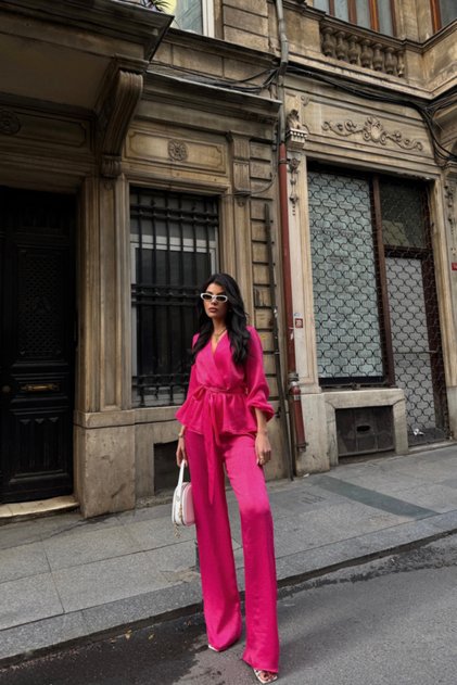 BLUZĂ CU DUBLĂ CU DUBLĂ CU DUBLĂ - COSTUME PANTALONI - Fuchsia