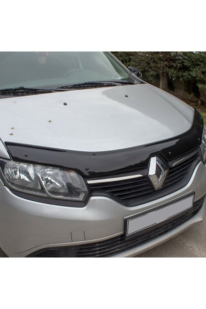 Renault Symbol Ön Kaput Koruma Rüzgarlığı 3mm Akrilik (ABS) Parlak Siyah Deflektör 2013->