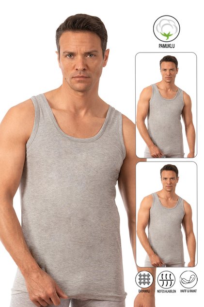 Özkan 0050 2 Pack Men's Cotton Single Jersey Flexible Comfortable Thick Strap Athlete