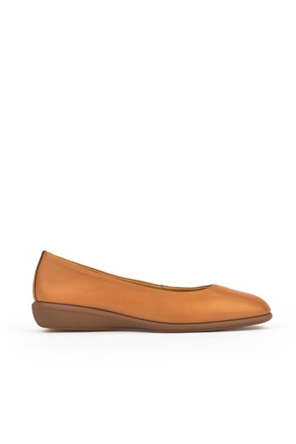 , Women's Genuine Leather Comfort Ballerinas 1511050Z2220 Tan