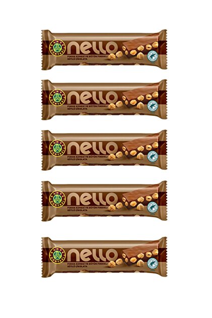 Kahve Dünyası NELLO Bütün Fındıklı Sütlü Çikolata 33 gr x 5 Adet
