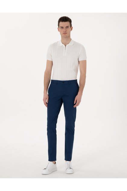 Pantaloni din pânză Indigo S slim fit cu talie elastică 50308111-VR028