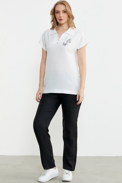Polo Collar Linen Image Suit - Black