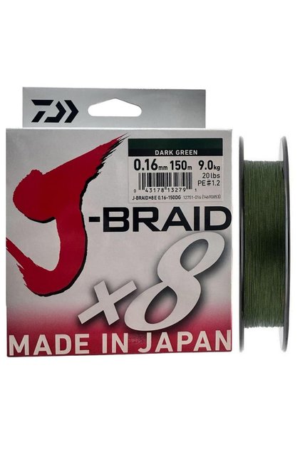 J-Braid 8X Dark Green 150 mt 0.16 mm Line Fishing Line