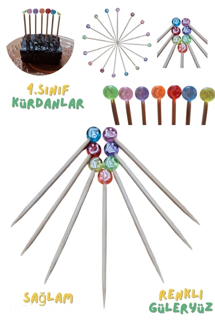 200 Colorful Cocktail Toothpicks - Smiling Face Mixed Color Birthday Engagement Promise Bead Toothpicks