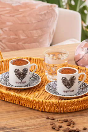 Porsima 04 Porselen 12 Parça 6 Kişilik Türk Kahvesi Fincan Takımı 90ml ...