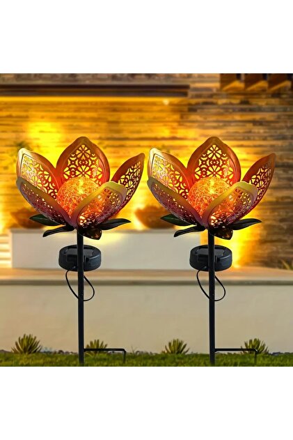 SD WORKS Güneş Enerjili Dekoratif Metal Çiçek Bahçe Balkon Teras