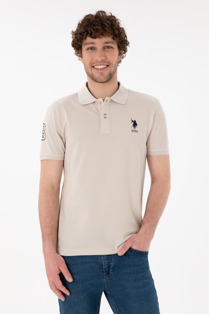 Men's Slim Fit Polo Collar Stone Basic T-Shirt 50305929-VR049