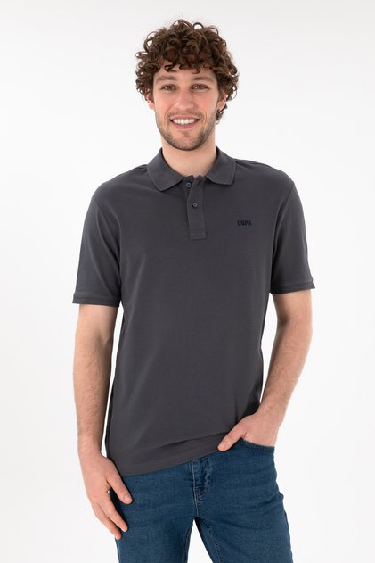 Men's Regular Fit Polo Neck Anthracite Basic T-Shirt 50306007-Vr006