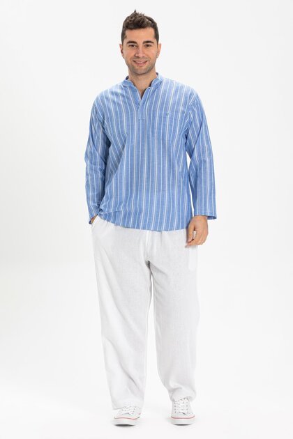 Şile Bezi Men's Summer Shalwar Trousers White Byz