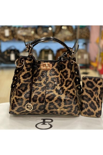 Mineli Leopard Pattern Bag and Wallet Set