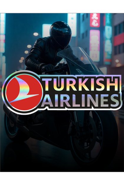 Hologram Single Turkish Airline Sticker 15X7 cm Car, Motorcycle, Helmet, Computer