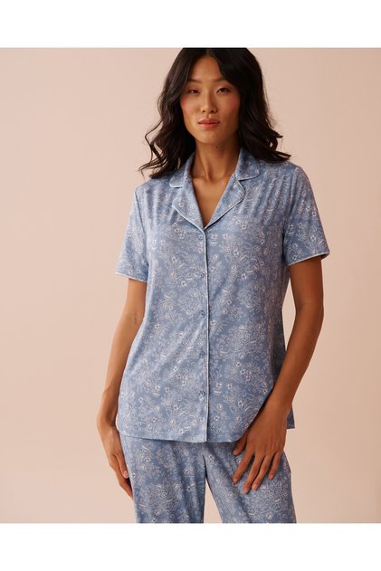 White Floral Print Recycled Fibers Button-down Shirt