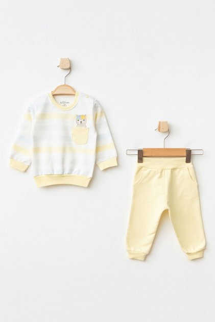 Baby Boy Bear Embroidered Sweatshirt Pants 2-Piece Bottom Top Baby Set 3 Months - 36 Months