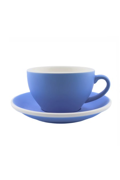 Coffee ceramic cup with plate 150ml matt blue