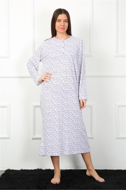 Long Sleeve Purple Mother Nightgown 1360