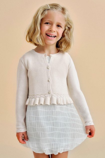Girl's 3-9 Years Thin Knitwear Cardigan 3374 Beige