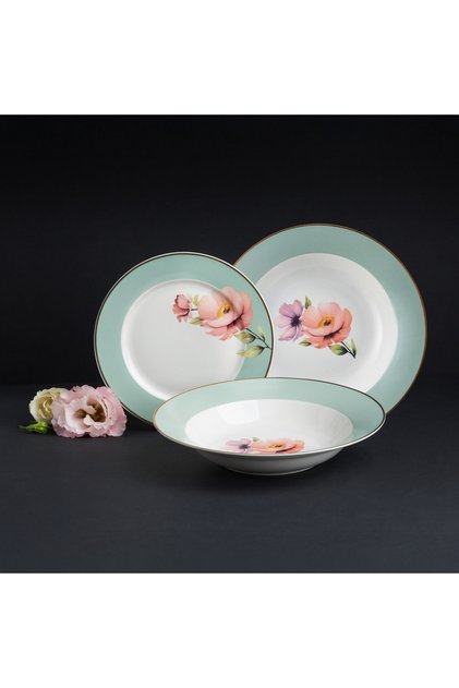Serviciu de masa, 18 piese, 6 persoane, Flores