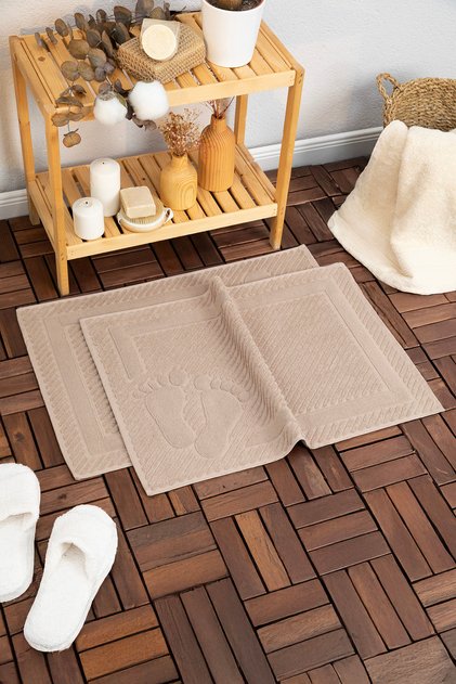 Leoline %100 Pamuk Premium 2'li Ayak Havlusu - Kahve