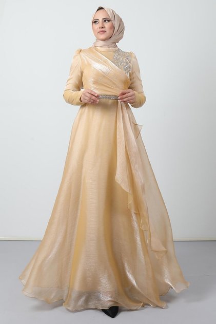 Eliza Tesettür Abiye Gold
