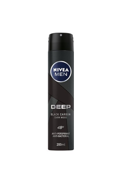 NIVEA MEN DEEP Black Carbon, Antiperspirant for Men, Antibacterial, Spray 200ml