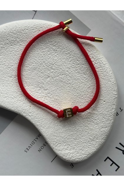 Cube E Letter Elevator Red Rope Bracelet
