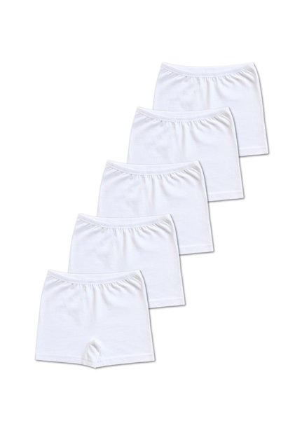 94% Cotton Girl's White Lycra Combed Cotton Boxer Briefs Underwear Set of 5 | Özten