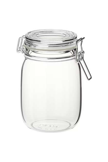 KORKEN Jar with Lid, Clear Glass, 1L – Airtight Food Storage | IKEA