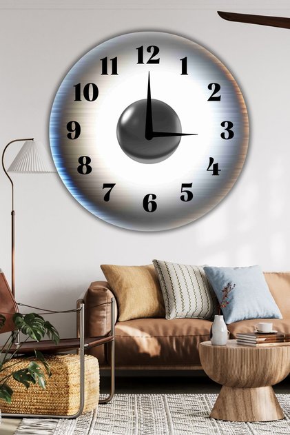Ahşap Dekoratif Duvar Saati Sessiz Akar – Büyük Boy – Salon İçin Modern 50 x 50