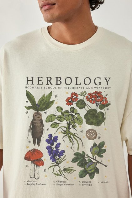 Unisex Oversize Hogwarts Herbology Printed Premium T-Shirt