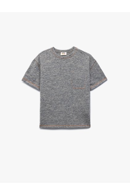 Short Sleeve Crew Neck T-Shirt with Stitching Detail