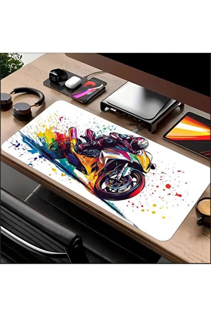 sgeteknoloji 70X30 CM YARIŞ MOTORSİKLETİ TEMALI KAYDIRMAZ TABAN