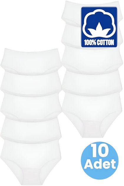 Women's High Waist 100% Cotton 10-Piece Ribbed Bato Panties Women's 10-Piece Panties