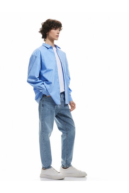 Regular Waist Cotton Tapered Fit Jean Trousers by Joe Jean